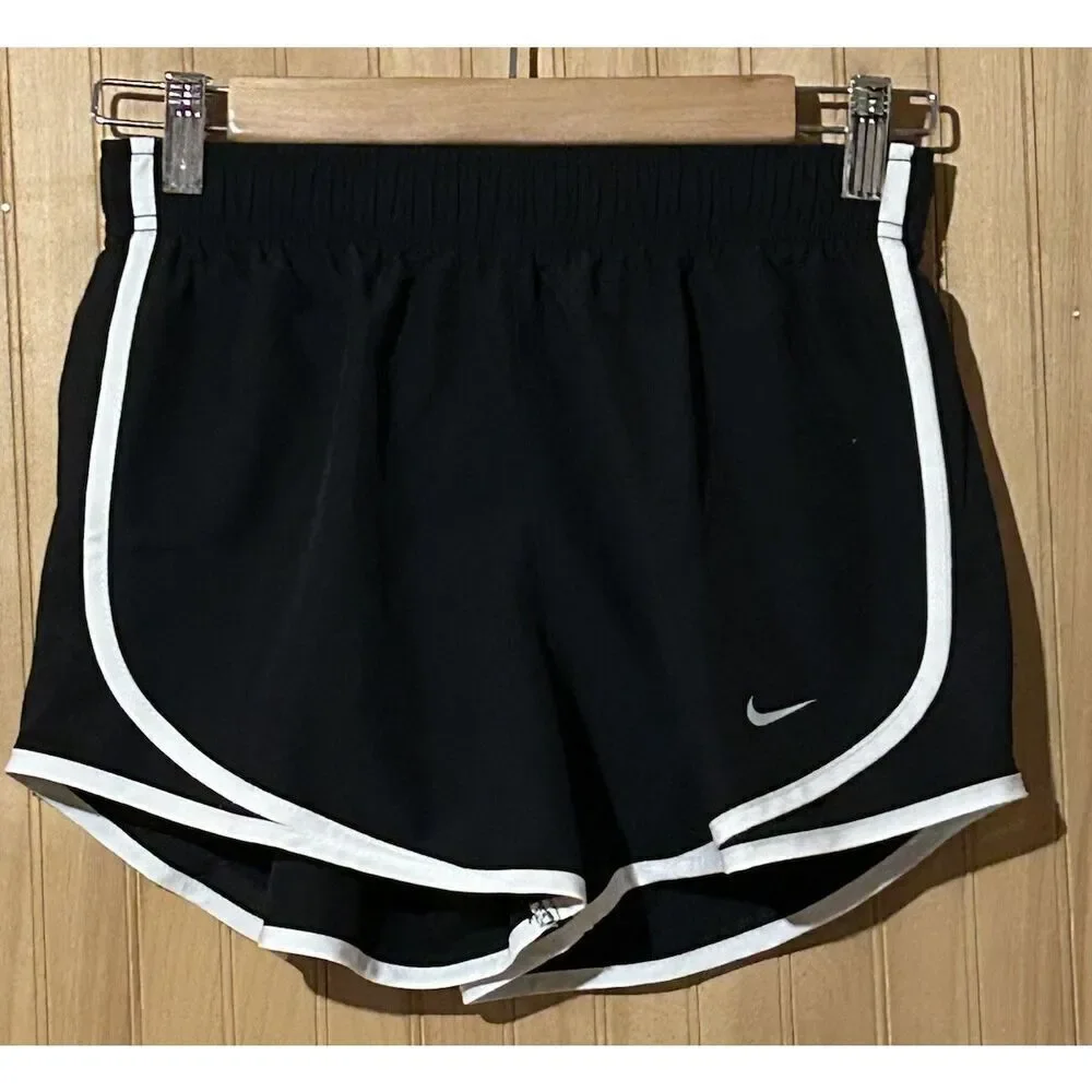 Nike Dri-Fit Shorts Womens XS Black White Trim Gym Running Athletic Ladies